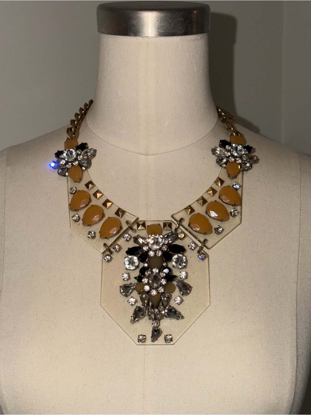 J.Crew Statement Lucite Crystal Bib Necklace
